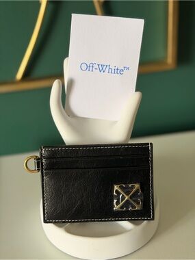 Off-White Black Leather Card & Key Holder- Brand New